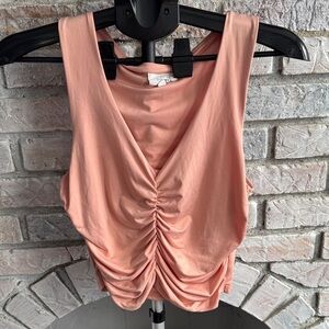 Coral Sleeveless Ruched Tank Top